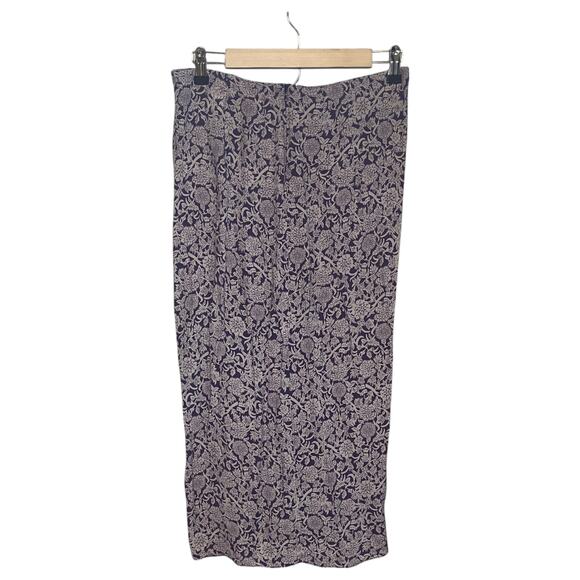 Zara Split Knotted Twisted Front Floral Midi Skirt Purple Size Medium - Picture 4 of 6